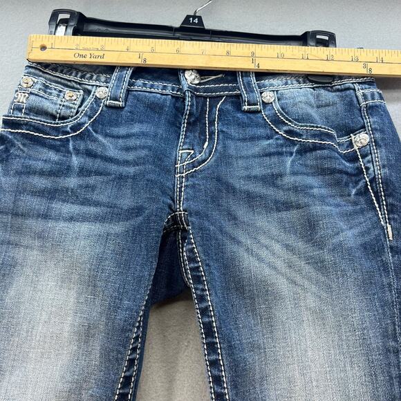 Miss Me Jeans Women's 25 (0) Dark Blue Signature Cuffed Capri Zipper Moto - Picture 4 of 14